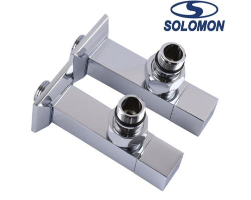 Набір кутовий кран напівоборотний з американкою Solomon LUX 1/2″ CUBE CHROM 8888 1 уп, Польща (під замовлення)