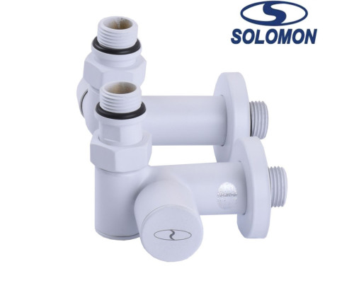 Набір кранів вентильний кутовий з американкою Solomon LUX 1/2″ WHITE 7777 TEN, Польща (на замовлення)