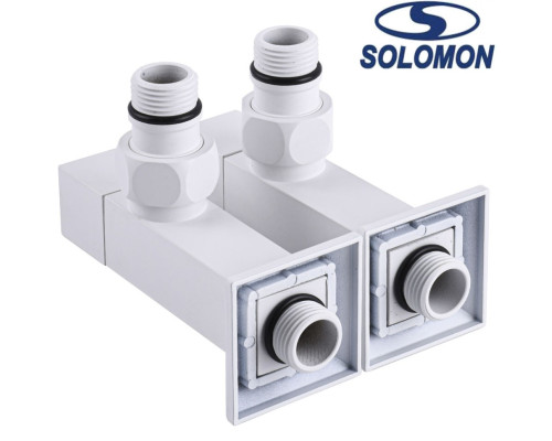 Набір кутовий кран напівоборотний з американкою Solomon LUX 1/2″ CUBE WHITE 8888 1 уп, Польща (під замовлення)