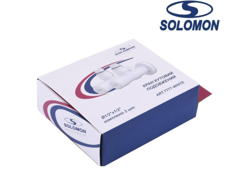 Кран вентильний кутовий з американкою Solomon LUX 1/2″ WHITE 7777, Польща