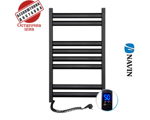 Сушка для рушників Електро Navin Ellipse 50*80 Sensor, таймер чорний муар Лівий (вуглецева сталь)