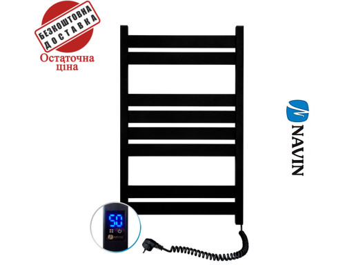 Сушка для рушників Електро Navin Largo 50*80 Sensor, таймер чорний муар, Правий (вуглецева сталь) Україна