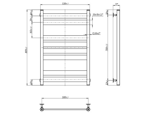 Сушка для рушників Navin Largo 50*80, чорний муар, (нижнє підключення) Україна