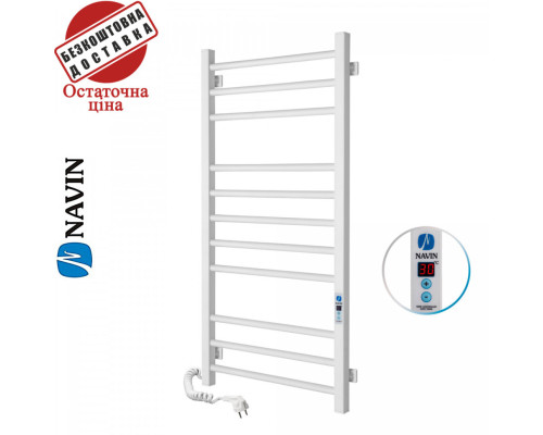 Сушка для рушників Електро Navin Класик Квадро 50*100 Sensor, таймер Білий, Лівий (вуглецева сталь) Україна