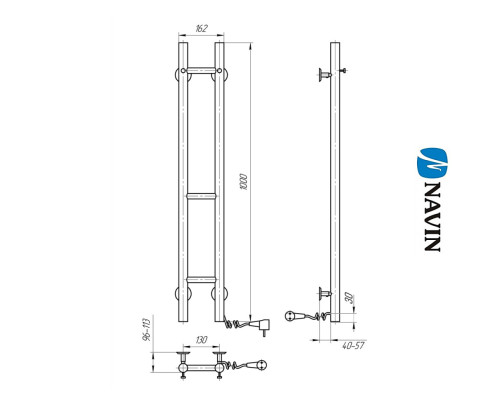 Сушка для рушників Електро Navin Силует 16*100 Україна Правий, (нерж.сталь)