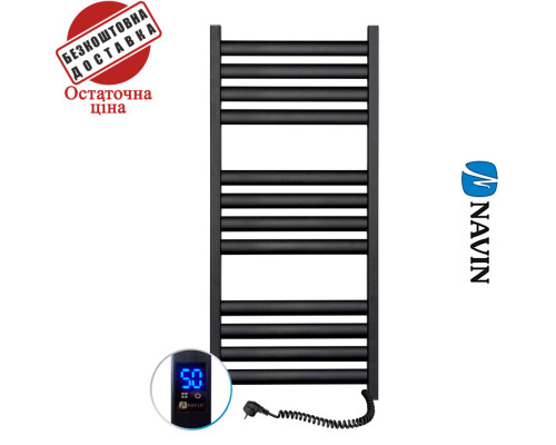 Сушка для рушників Електро Navin Ellipse 50*120 Sensor, таймер чорний муар, Правий (вуглецева сталь)