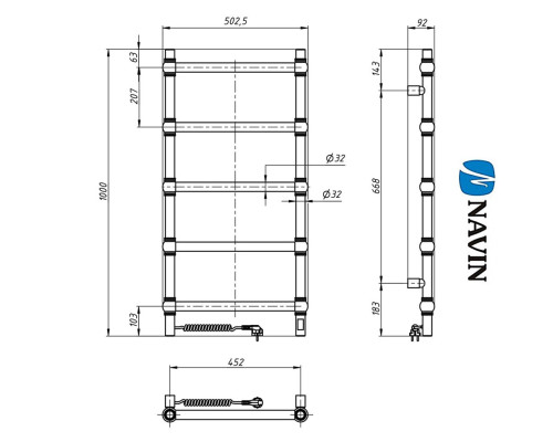 Сушка для рушників Електро Navin Retro 50*100 Sensor, таймер Хром, Лівий (нерж. сталь) Україна