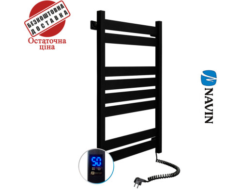 Сушка для рушників Електро Navin Largo 50*80 Sensor, таймер чорний муар, Правий (вуглецева сталь) Україна