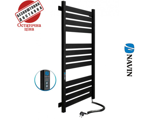 Сушка для рушників Електро Navin Largo 50*120 Sensor, таймер чорний муар, Правий (вуглецева сталь) Україна