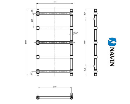 Полотенцесушитель Navin Retro 50*100 Золото (нижнее подключение), Украина