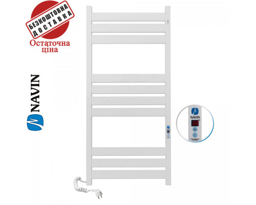 Сушка для рушників Електро Navin Largo 50*100 Sensor, таймер Білий, Лівий (вуглецева сталь) Україна