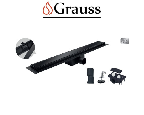 Душовий трап з нержавіючої сталі SUS304 FD08-70x600-GLASS BLACK (Чорний), Grauss Чехія