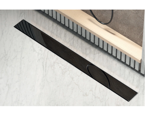 Душовий трап з нержавіючої сталі SUS304 FD08-70x500-GLASS BLACK (Чорний), Grauss Чехія.