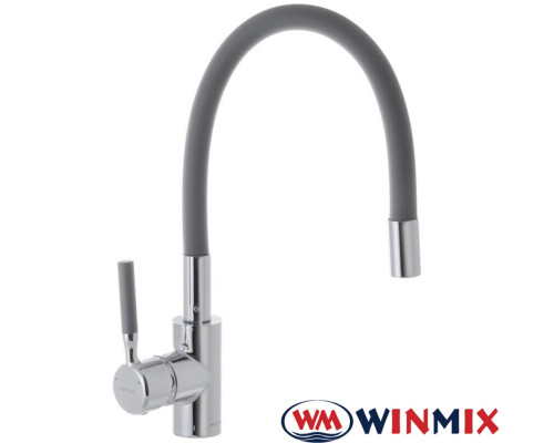 Смеситель для кухни Ухо WINMIX Premiun RIO GRAY рефлекторный серый гусак (Chr-011), Польша (латунь)