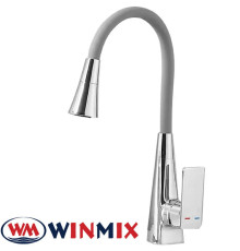 Змішувач для кухні Winmix ETNA NUT REFLECTOR GREY (Chr-014 T) з рефлекторним силіконовим виливом, Польща