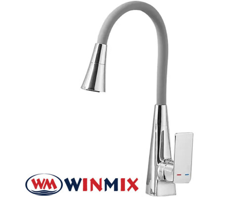 Змішувач для кухні Winmix ETNA NUT REFLECTOR GREY (Chr-014 T) з рефлекторним силіконовим виливом, Польща