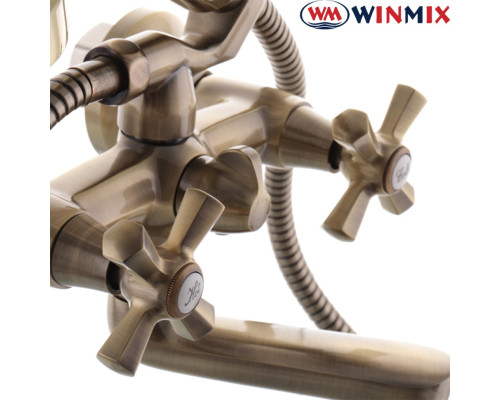 Смеситель для ванны короткий нос WINMIX Premium Retro Bronze Euro (Chr-142)