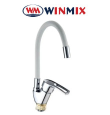 Змішувач для кухні Вухо Winmix YUB4-181 WHITE REFLECTOR рефлекторний білий гусак із силіконовим виливом, Польща