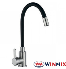 Змішувач для кухні Вухо WINMIX DAX 011 BLACK рефлекторний чорний гусак (Chr-011), Польща (нержавіюча сталь)