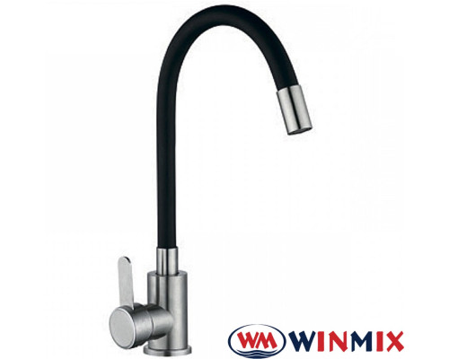 Змішувач для кухні Вухо WINMIX DAX 011 BLACK рефлекторний чорний гусак (Chr-011), Польща (нержавіюча сталь)