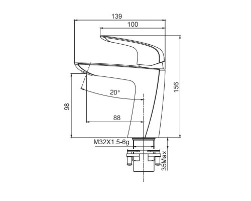 Смеситель для умывальника KB-10008-05 (Цвет черный), Чехия