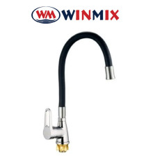 Змішувач для кухні Вухо Winmix SOP4-045 Black REFLECTOR рефлекторний чорний гусак із силіконовим виливом, Польща