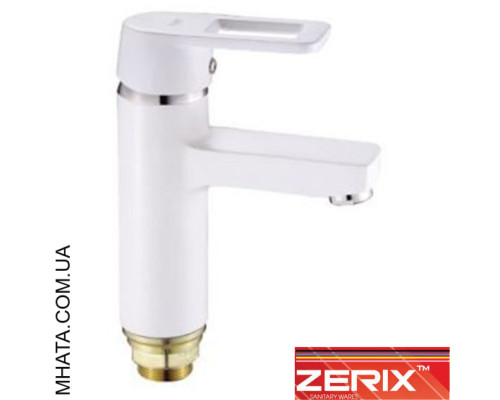 Змішувач для умивальника на гайці Zerix 1030-7 White (Chr-001)