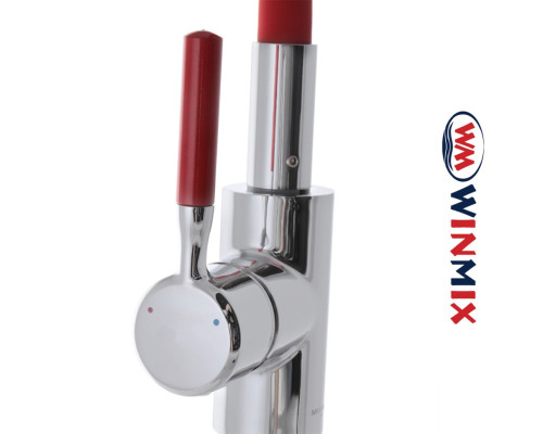 Смеситель для кухни Ухо WINMIX Premiun RIO RED рефлекторный красный гусак (Chr-011), Польша (латунь)