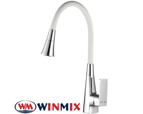 Змішувач для кухні Winmix ETNA NUT REFLECTOR WHITE (Chr-014 T) з рефлекторним силіконовим виливом, Польща