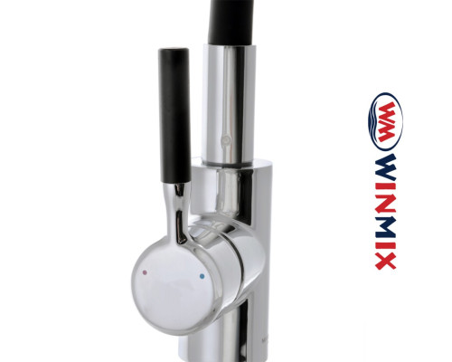 Смеситель для кухни Ухо WINMIX Premiun RIO BLACK рефлекторный черный гусак (Chr-011), Польша (латунь)