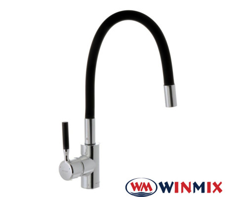 Смеситель для кухни Ухо WINMIX Premiun RIO BLACK рефлекторный черный гусак (Chr-011), Польша (латунь)