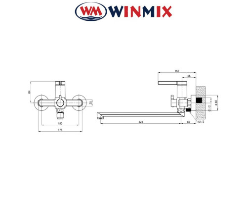 Змішувач для ванни Winmix Premium VERDI EURO (Chr-006), Польща