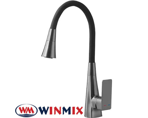 Змішувач для кухні Winmix ETNA GRAPHITE NUT REFLECTOR BLACK (Chr-014 T) з рефлекторним силіконовим виливом, Польща
