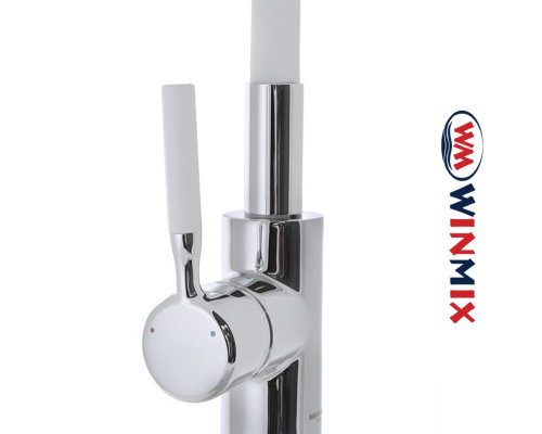 Смеситель для кухни Ухо WINMIX Premiun RIO White рефлекторный белый гусак (Chr-011), Польша (латунь)