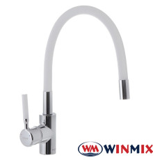 Смеситель для кухни Ухо WINMIX Premiun RIO White рефлекторный белый гусак (Chr-011), Польша (латунь)