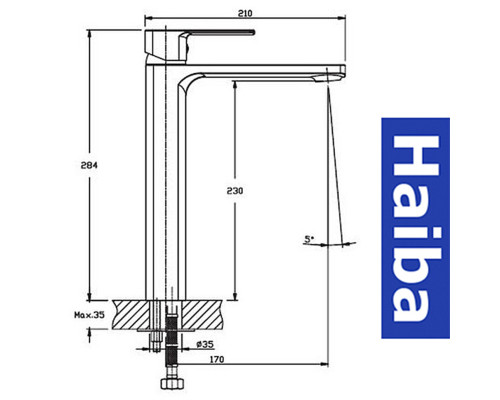 Смеситель для умывальника HAIBA Kubus BLACK Chr-001 (high)