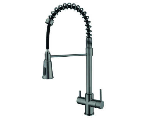Смеситель для кухни KB-72025-07 с выходом для питьевой воды Цвет графит (излив – пружина), Чехия