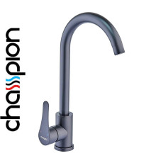 Смеситель для кухни черный гусак Champion EZA-011-01 BLACK, из нержавеющей стали