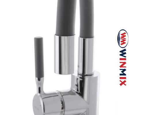 Смеситель для кухни Ухо WINMIX Premiun RIO GRAY рефлекторный серый гусак (Chr-011), Польша (латунь)