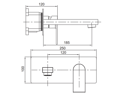 Змішувач для умивальника KI-16015-02 вбудований (з нерж. сталі) (Колір нерж), Чехія