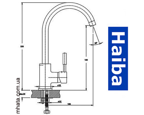 Змішувач для кухні Вухо HAIBA Sus 011 з нержавіючої сталі