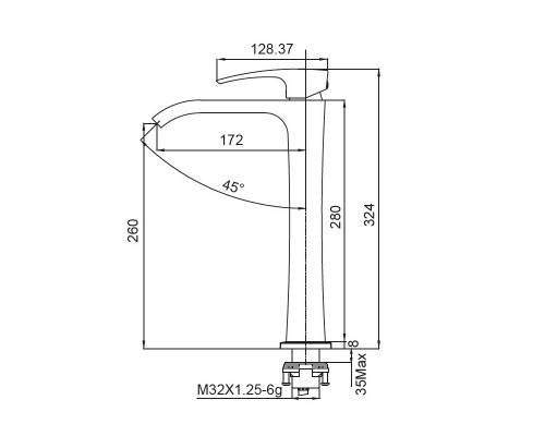 Змішувач для умивальника KB-13007-05 високий (Колір чорний), Чехія