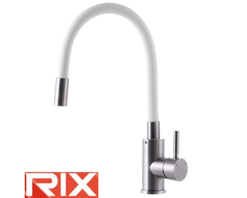 Смеситель для кухни рефлекторный белый гусак Rix SUS (Chr-011) REFLECTOR WHITE, SUS304 из нержавеющей стали