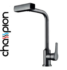 Смеситель для кухни с выдвижным поворотным носиком Champion MOZ-014 GRAPHITE из нержавеющей стали.