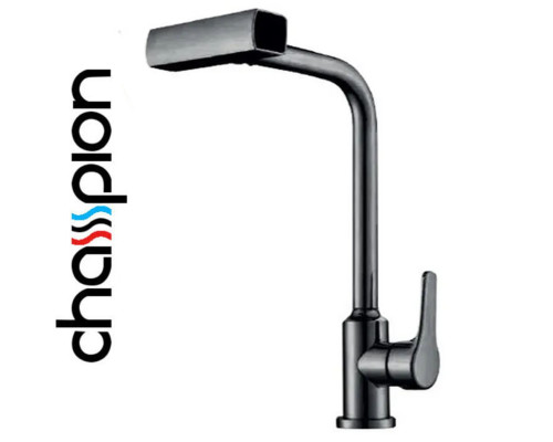 Смеситель для кухни с выдвижным поворотным носиком Champion MOZ-014 GRAPHITE из нержавеющей стали.
