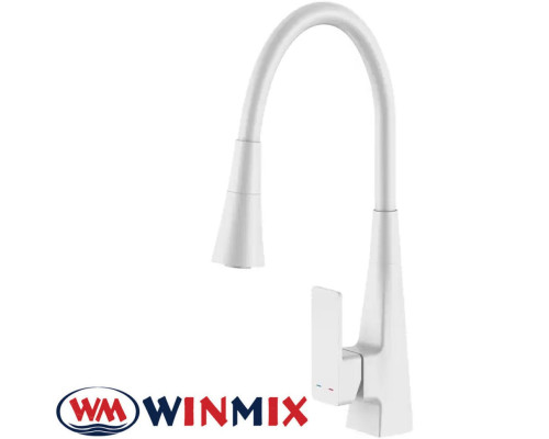 Змішувач для кухні Winmix ETNA WHITE NUT REFLECTOR WHITE (Chr-014 T) з рефлекторним силіконовим виливом, Польща