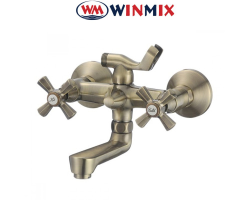 Смеситель для ванны короткий нос WINMIX Premium Retro Bronze Euro (Chr-142)
