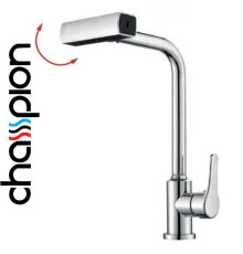 Смеситель для кухни с выдвижной поворотной лейкой Champion MOZ-014 CHROME из нержавейки