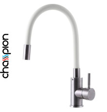 Змішувач для кухні рефлекторний білий гусак Champion Sus-011 REFLECTOR White, (нержавіюча сталь)