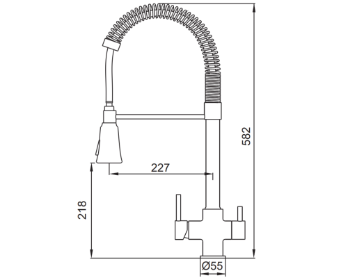 Смеситель для кухни KB-72025-07 с выходом для питьевой воды Цвет графит (излив – пружина), Чехия
